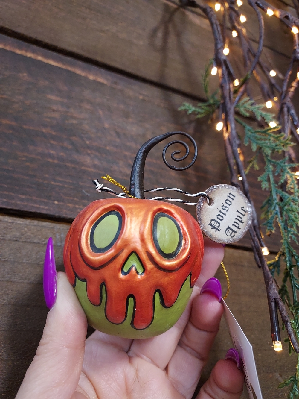 Bethany Lowe Orange & Green Poison Apple Halloween Ornament